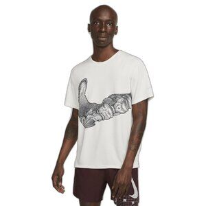 Nike Men's Dri-Fit Sportswear UV UPF40+ Run Miler GX Gym Performance White Shirt